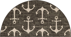 Charcoal 3' 1 x 6' 1 Outdoor Coastal Semicircle Hearth Rug