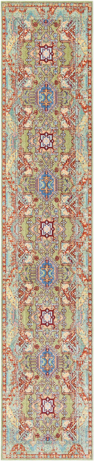 Light Green 2' 7 x 13' 1 Austin Runner Area Rug 100% Polyester Durable Cotton Backing Living Dining Room Bedroom Office Vintage Decor Carpet for Sale at Rug Engine