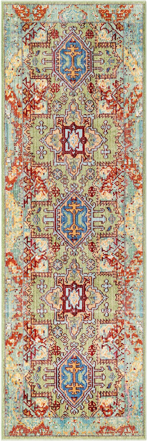 Light Green 2' x 6' 1 Austin Runner Area Rug 100% Polyester Durable Cotton Backing Living Dining Room Bedroom Office Vintage Decor Carpet for Sale at Rug Engine