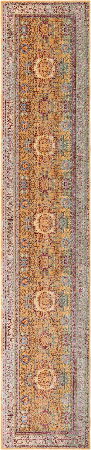 Gold 2' 7 x 13' 1 Austin Runner Area Rug 100% Polyester Durable Cotton Backing Living Dining Room Bedroom Office Vintage Decor Carpet for Sale at Rug Engine