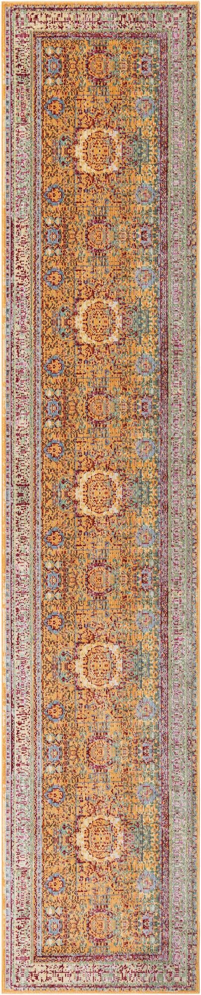 Gold 2' 7 x 13' 1 Austin Runner Area Rug 100% Polyester Durable Cotton Backing Living Dining Room Bedroom Office Vintage Decor Carpet for Sale at Rug Engine