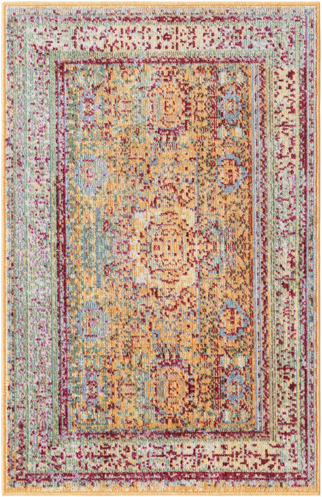 Gold 2' x 3' 1 Austin Rectangle Area Rug 100% Polyester Durable Cotton Backing Living Dining Room Bedroom Office Vintage Decor Carpet for Sale at Rug Engine