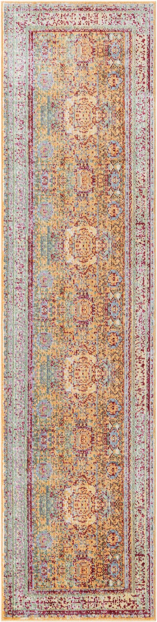 Gold 2' x 6' 1 Austin Runner Area Rug 100% Polyester Durable Cotton Backing Living Dining Room Bedroom Office Vintage Decor Carpet for Sale at Rug Engine