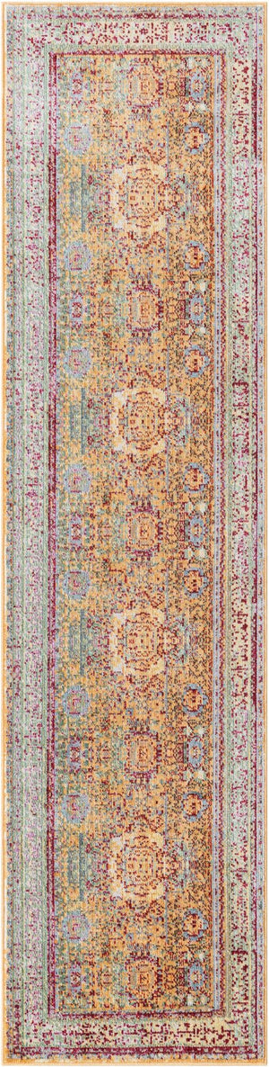 Gold 2' x 8' Austin Runner Area Rug 100% Polyester Durable Cotton Backing Living Dining Room Bedroom Office Vintage Decor Carpet for Sale at Rug Engine