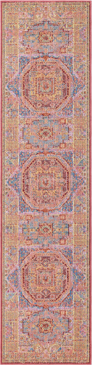 Peach 2' x 6' 1 Austin Runner Area Rug 100% Polyester Durable Cotton Backing Living Dining Room Bedroom Office Vintage Decor Carpet for Sale at Rug Engine