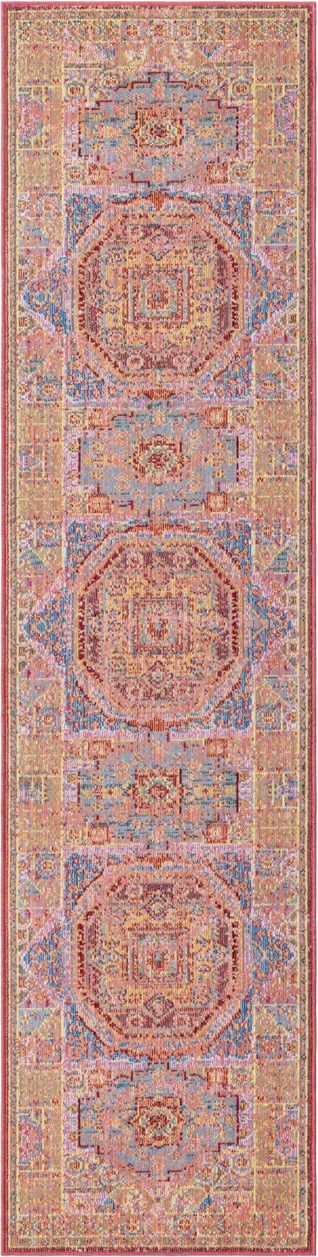 Peach 2' x 6' 1 Austin Runner Area Rug 100% Polyester Durable Cotton Backing Living Dining Room Bedroom Office Vintage Decor Carpet for Sale at Rug Engine