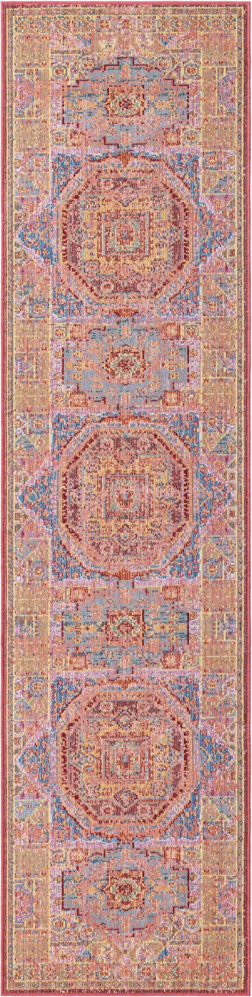 Peach 2' x 6' 1 Austin Runner Area Rug 100% Polyester Durable Cotton Backing Living Dining Room Bedroom Office Vintage Decor Carpet for Sale at Rug Engine