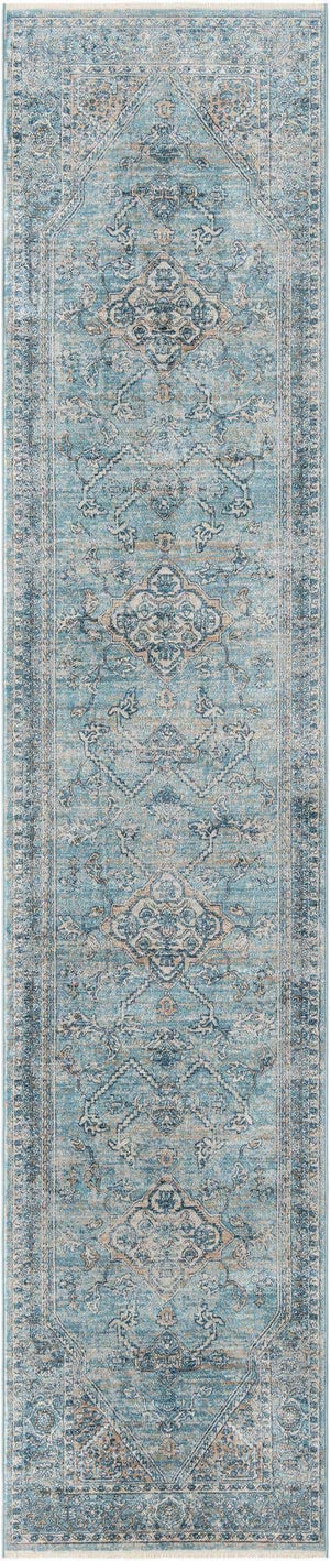 Blue 2' 7 x 13' 1 Newport Runner Area Rug 100% Polypropylene Traditional Distressed Classic Contemporary Carpet for Home Decor for Sale at Rug Engine