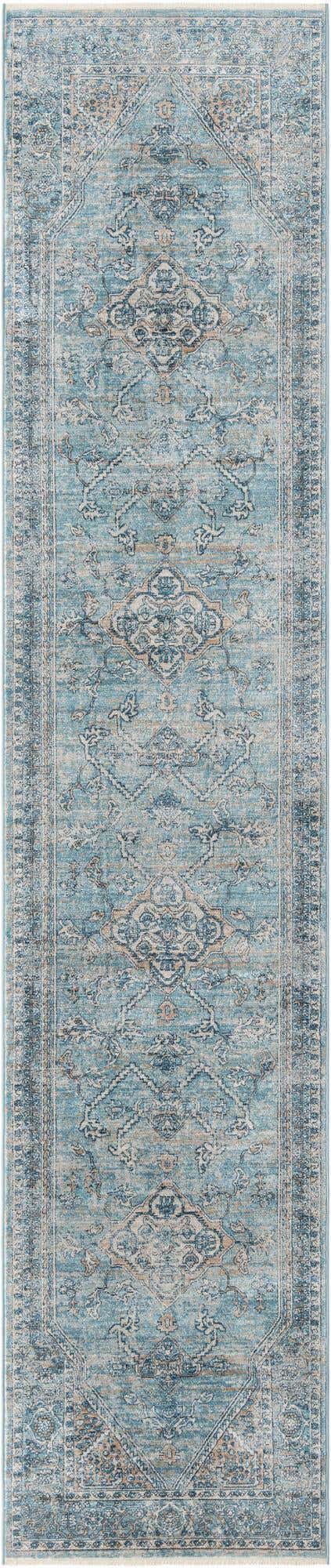 Blue 2' 7 x 13' 1 Newport Runner Area Rug 100% Polypropylene Traditional Distressed Classic Contemporary Carpet for Home Decor for Sale at Rug Engine