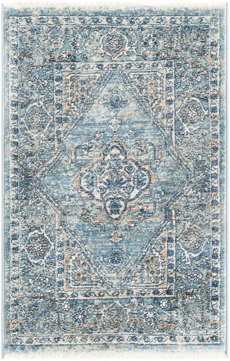 Blue 2' x 3' 1 Newport Rectangle Area Rug 100% Polypropylene Traditional Distressed Classic Contemporary Carpet for Home Decor for Sale at Rug Engine