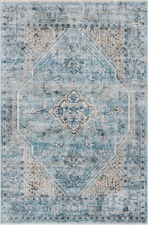 Blue 3' 3 x 5' 3 Newport Rectangle Area Rug 100% Polypropylene Traditional Distressed Classic Contemporary Carpet for Home Decor for Sale at Rug Engine