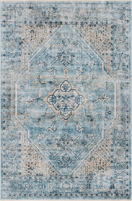 Blue 3' 3 x 5' 3 Newport Rectangle Area Rug 100% Polypropylene Traditional Distressed Classic Contemporary Carpet for Home Decor for Sale at Rug Engine