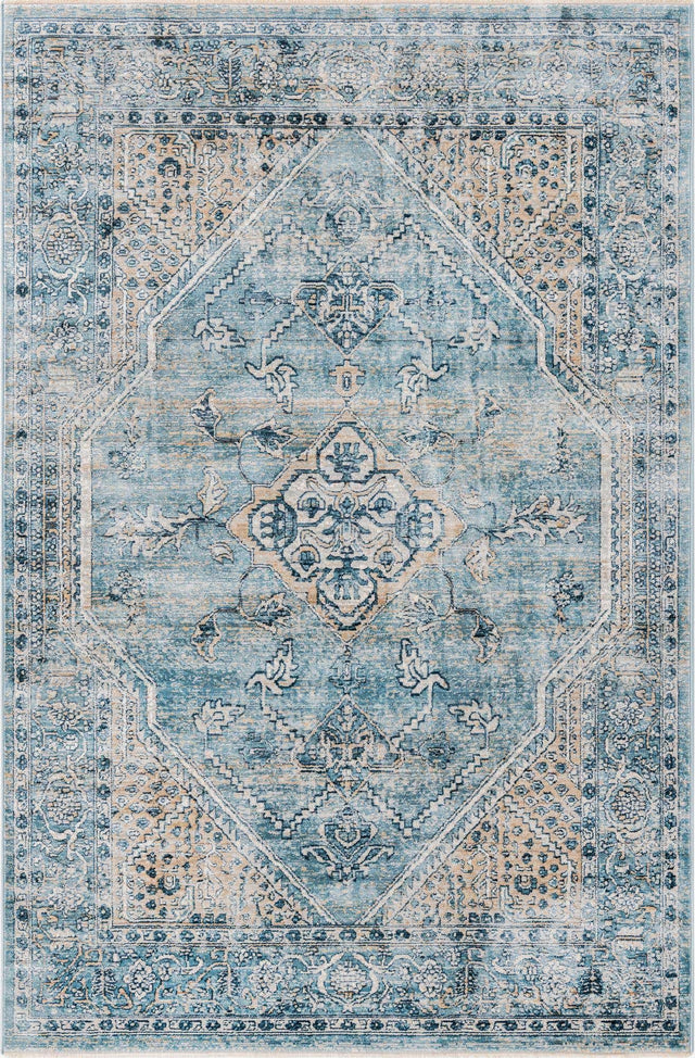 Blue 3' 3 x 5' 3 Newport Rectangle Area Rug 100% Polypropylene Traditional Distressed Classic Contemporary Carpet for Home Decor for Sale at Rug Engine