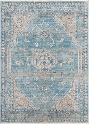 Blue 7' 1 x 10' Newport Rectangle Area Rug 100% Polypropylene Traditional Distressed Classic Contemporary Carpet for Home Decor for Sale at Rug Engine