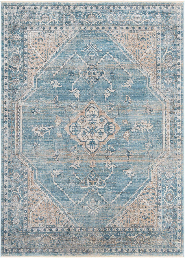 Blue 7' 1 x 10' Newport Rectangle Area Rug 100% Polypropylene Traditional Distressed Classic Contemporary Carpet for Home Decor for Sale at Rug Engine