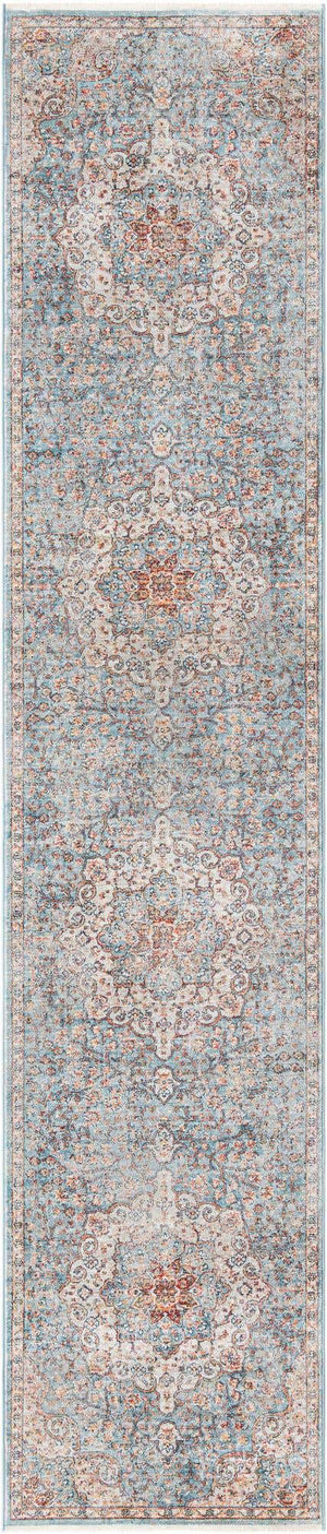 Blue 2' 7 x 13' 1 Newport Runner Area Rug 100% Polypropylene Traditional Distressed Classic Contemporary Carpet for Home Decor for Sale at Rug Engine