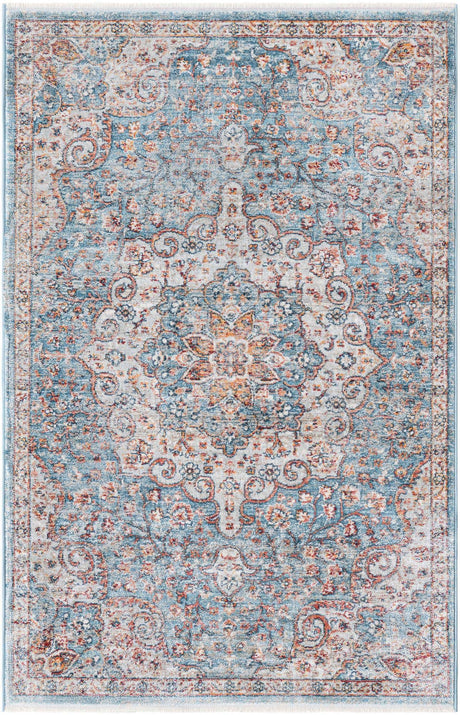 Blue 3' 3 x 5' 3 Newport Rectangle Area Rug 100% Polypropylene Traditional Distressed Classic Contemporary Carpet for Home Decor for Sale at Rug Engine