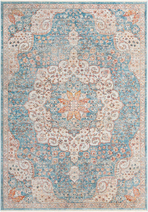 Blue 7' 1 x 10' Newport Rectangle Area Rug 100% Polypropylene Traditional Distressed Classic Contemporary Carpet for Home Decor for Sale at Rug Engine