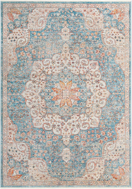 Blue 7' 1 x 10' Newport Rectangle Area Rug 100% Polypropylene Traditional Distressed Classic Contemporary Carpet for Home Decor for Sale at Rug Engine