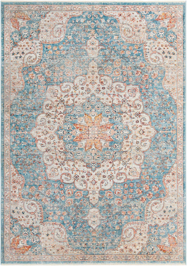 Blue 7' 1 x 10' Newport Rectangle Area Rug 100% Polypropylene Traditional Distressed Classic Contemporary Carpet for Home Decor for Sale at Rug Engine