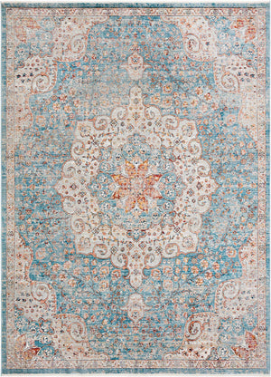 Blue 7' 10 x 11' Newport Rectangle Area Rug 100% Polypropylene Traditional Distressed Classic Contemporary Carpet for Home Decor for Sale at Rug Engine
