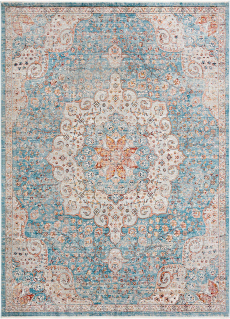 Blue 7' 10 x 11' Newport Rectangle Area Rug 100% Polypropylene Traditional Distressed Classic Contemporary Carpet for Home Decor for Sale at Rug Engine