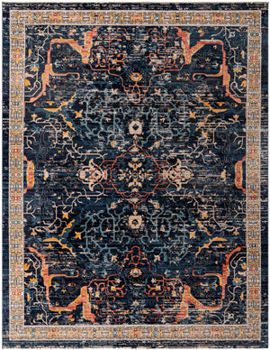Navy Blue 10' x 13' 1 Lola Rectangle Area Rug Polypropylene With Jute Backing Traditional Pattern Easy Clean Carpet for Home Interior Design for Sale at Rug Engine