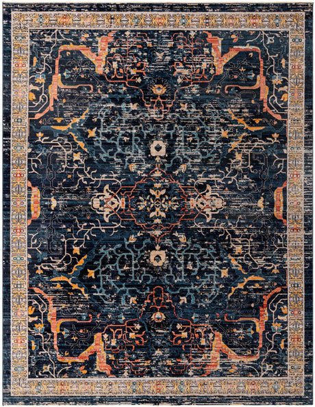 Navy Blue 10' x 13' 1 Lola Rectangle Area Rug Polypropylene With Jute Backing Traditional Pattern Easy Clean Carpet for Home Interior Design for Sale at Rug Engine