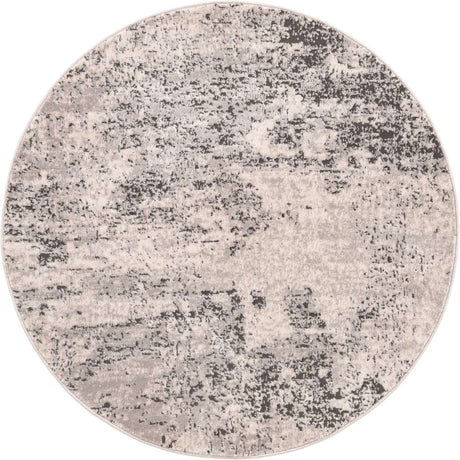 Gray 4' 1 x 4' 1 Leipzig Round Area Rug 75% Polypropylene & 25% Polyester Modern Contemporary Carpet for Kitchens, Bedroom, Living Room Home Decor for Sale at Rug Engine