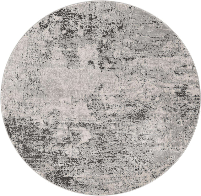 Gray 5' 3 x 5' 3 Leipzig Round Area Rug 75% Polypropylene & 25% Polyester Modern Contemporary Carpet for Kitchens, Bedroom, Living Room Home Decor for Sale at Rug Engine