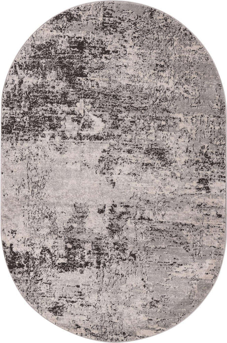 Gray 5' 3 x 8' Leipzig Oval Area Rug 75% Polypropylene & 25% Polyester Modern Contemporary Carpet for Kitchens, Bedroom, Living Room Home Decor for Sale at Rug Engine