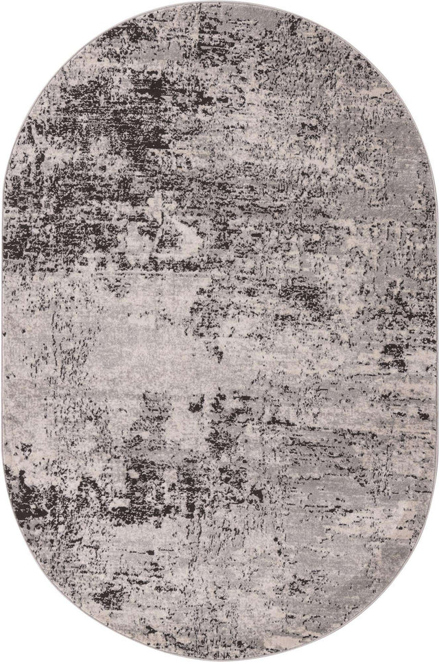 Gray 5' 3 x 8' Leipzig Oval Area Rug 75% Polypropylene & 25% Polyester Modern Contemporary Carpet for Kitchens, Bedroom, Living Room Home Decor for Sale at Rug Engine