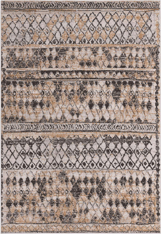 Beige 6' 1 x 9' Leipzig Rectangle Area Rug 75% Polypropylene & 25% Polyester Modern Contemporary Carpet for Kitchens, Bedroom, Living Room Home Decor for Sale at Rug Engine