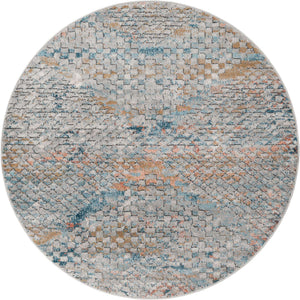 Multicolor 5' 3 x 5' 3 Leipzig Round Area Rug 75% Polypropylene & 25% Polyester Modern Contemporary Carpet for Kitchens, Bedroom, Living Room Home Decor for Sale at Rug Engine