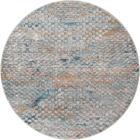 Multicolor 5' 3 x 5' 3 Leipzig Round Area Rug 75% Polypropylene & 25% Polyester Modern Contemporary Carpet for Kitchens, Bedroom, Living Room Home Decor for Sale at Rug Engine