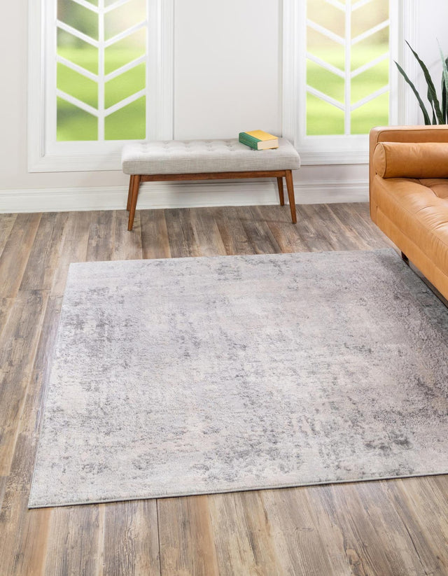 Gray 7' 10 x 7' 10 Caspian Square Area Rug 60% Polypropylene & 40% Polyester With Cotton Backing Modern Chic Carpet for Home Interior Design Decorating for Sale at Rug Engine