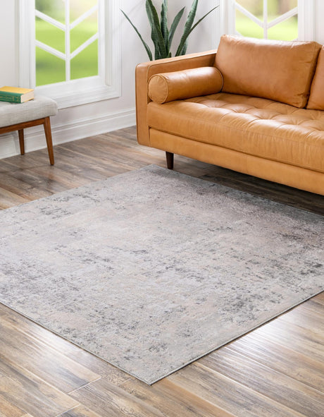 Gray 7' 10 x 7' 10 Caspian Square Area Rug 60% Polypropylene & 40% Polyester With Cotton Backing Modern Chic Carpet for Home Interior Design Decorating for Sale at Rug Engine