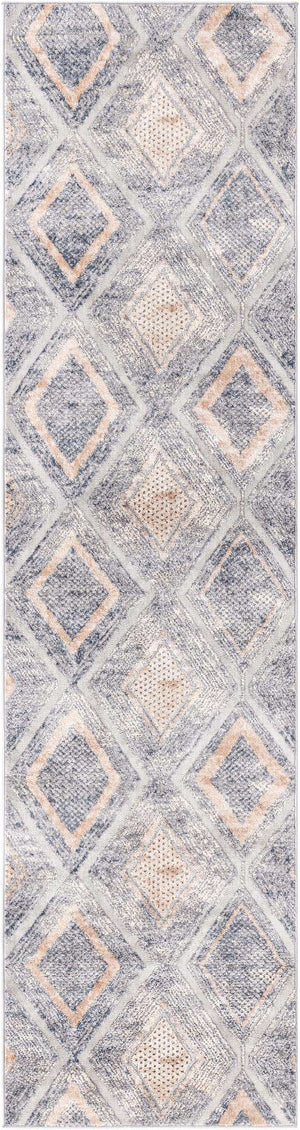 Gray Cream 2' 7 x 10' Caspian Runner Area Rug 60% Polypropylene & 40% Polyester With Cotton Backing Modern Chic Carpet for Home Interior Design Decorating for Sale at Rug Engine