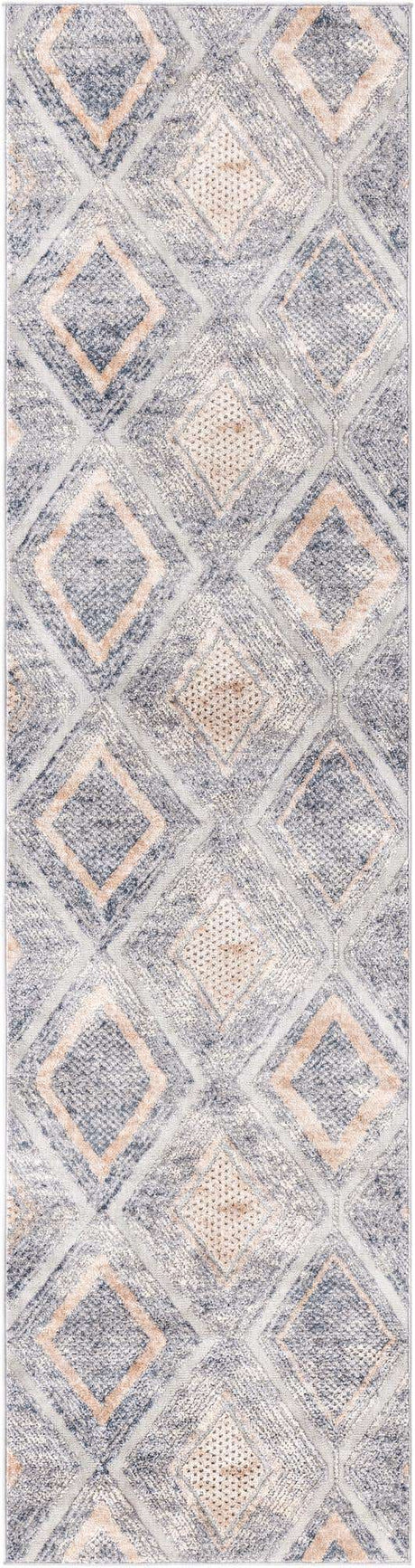 Gray Cream 2' 7 x 10' Caspian Runner Area Rug 60% Polypropylene & 40% Polyester With Cotton Backing Modern Chic Carpet for Home Interior Design Decorating for Sale at Rug Engine
