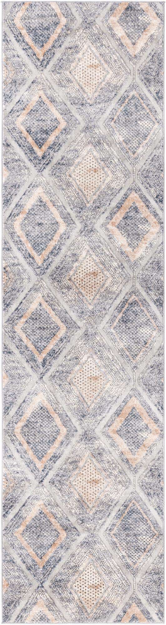 Gray Cream 2' 7 x 10' Caspian Runner Area Rug 60% Polypropylene & 40% Polyester With Cotton Backing Modern Chic Carpet for Home Interior Design Decorating for Sale at Rug Engine
