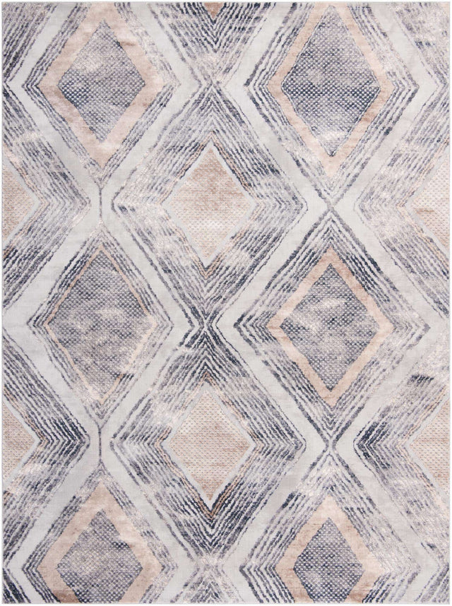 Gray Cream 10' x 13' 1 Caspian Rectangle Area Rug 60% Polypropylene & 40% Polyester With Cotton Backing Modern Chic Carpet for Home Interior Design Decorating for Sale at Rug Engine