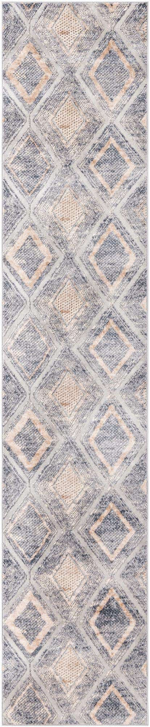 Gray Cream 2' 7 x 13' 1 Caspian Runner Area Rug 60% Polypropylene & 40% Polyester With Cotton Backing Modern Chic Carpet for Home Interior Design Decorating for Sale at Rug Engine