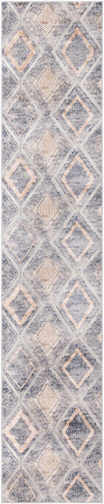 Gray Cream 2' 7 x 13' 1 Caspian Runner Area Rug 60% Polypropylene & 40% Polyester With Cotton Backing Modern Chic Carpet for Home Interior Design Decorating for Sale at Rug Engine