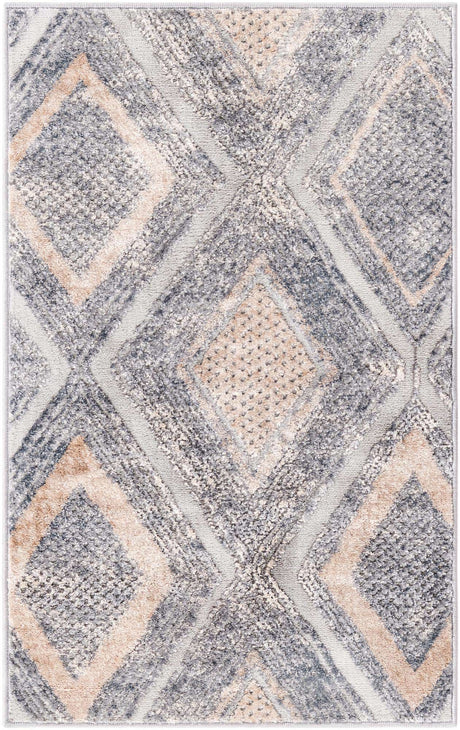 Gray Cream 2' x 3' 1 Caspian Rectangle Area Rug 60% Polypropylene & 40% Polyester With Cotton Backing Modern Chic Carpet for Home Interior Design Decorating for Sale at Rug Engine