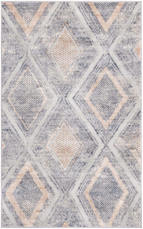 Gray Cream 3' 3 x 5' 3 Caspian Rectangle Area Rug 60% Polypropylene & 40% Polyester With Cotton Backing Modern Chic Carpet for Home Interior Design Decorating for Sale at Rug Engine