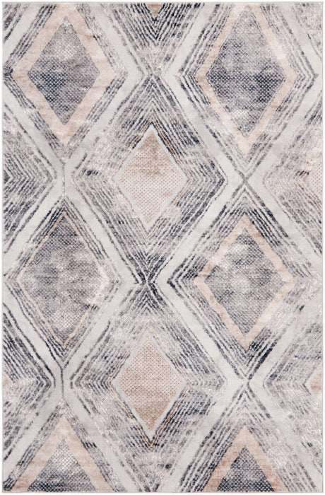 Gray Cream 6' 1 x 9' Caspian Rectangle Area Rug 60% Polypropylene & 40% Polyester With Cotton Backing Modern Chic Carpet for Home Interior Design Decorating for Sale at Rug Engine