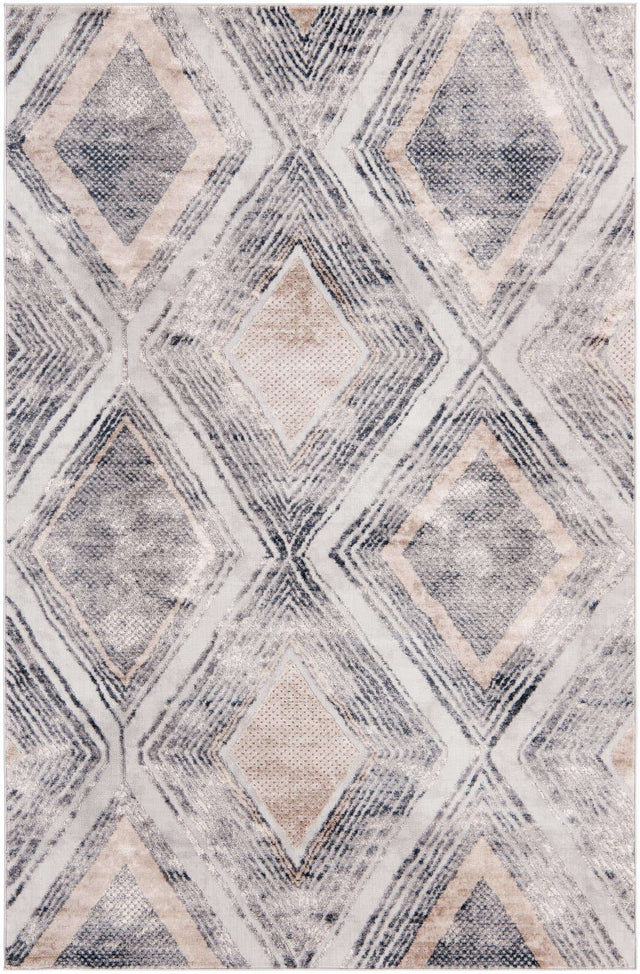 Gray Cream 6' 1 x 9' Caspian Rectangle Area Rug 60% Polypropylene & 40% Polyester With Cotton Backing Modern Chic Carpet for Home Interior Design Decorating for Sale at Rug Engine