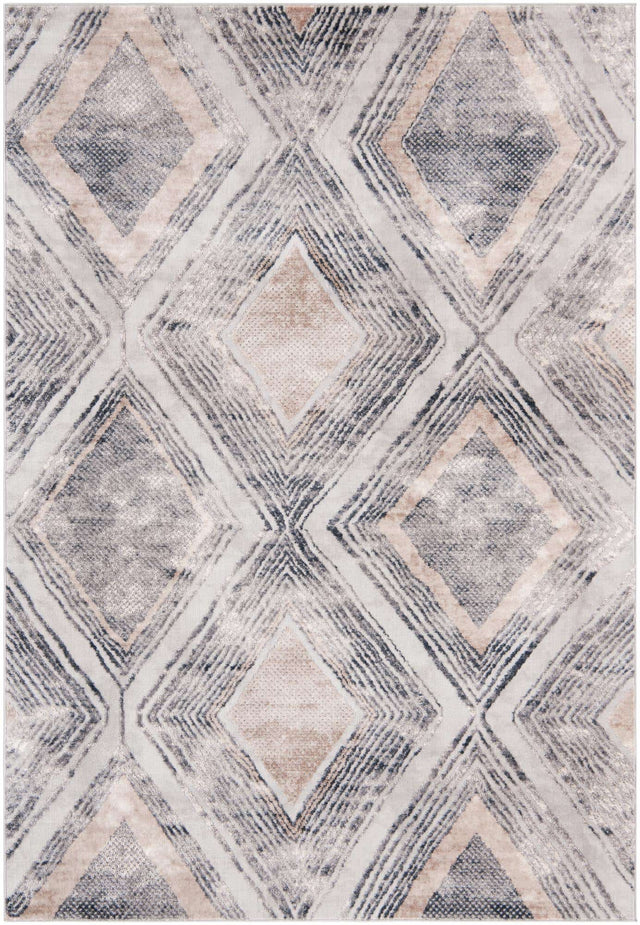 Gray Cream 7' 1 x 10' Caspian Rectangle Area Rug 60% Polypropylene & 40% Polyester With Cotton Backing Modern Chic Carpet for Home Interior Design Decorating for Sale at Rug Engine