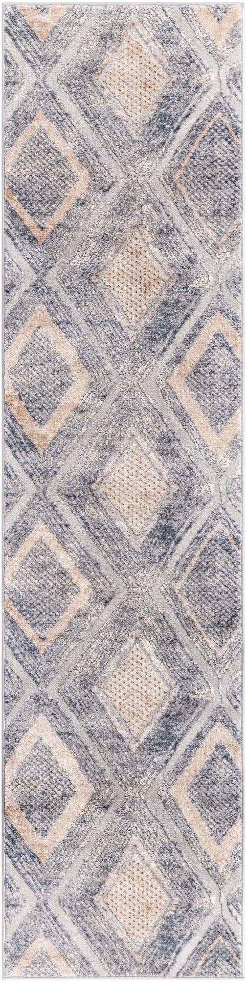 Gray Cream 2' x 8' Caspian Runner Area Rug 60% Polypropylene & 40% Polyester With Cotton Backing Modern Chic Carpet for Home Interior Design Decorating for Sale at Rug Engine
