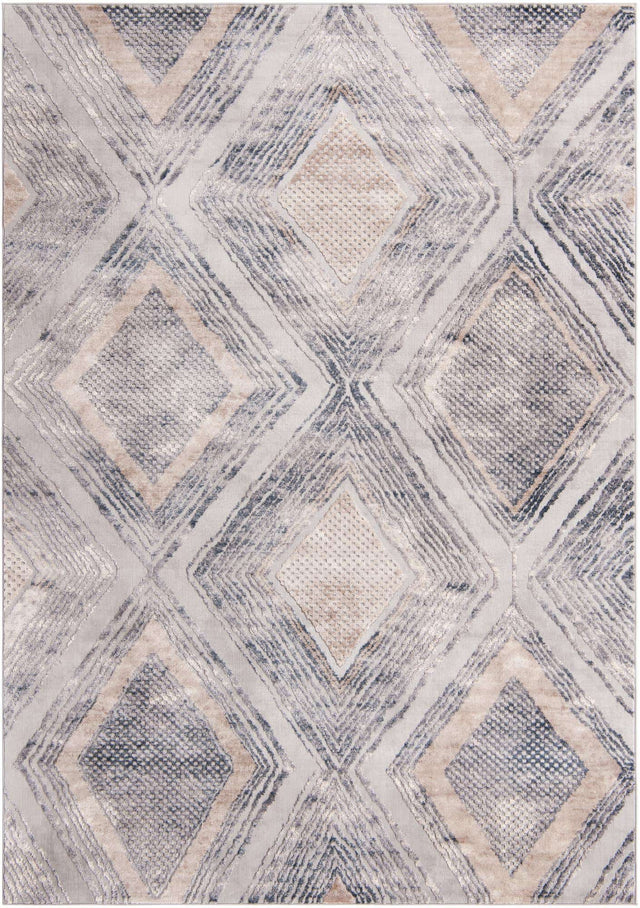 Gray Cream 7' 10 x 11' Caspian Rectangle Area Rug 60% Polypropylene & 40% Polyester With Cotton Backing Modern Chic Carpet for Home Interior Design Decorating for Sale at Rug Engine
